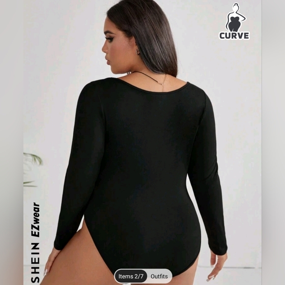 Shein Curve 3XL long sleeve bodysuit wide scooped neck - Picture 2 of 8